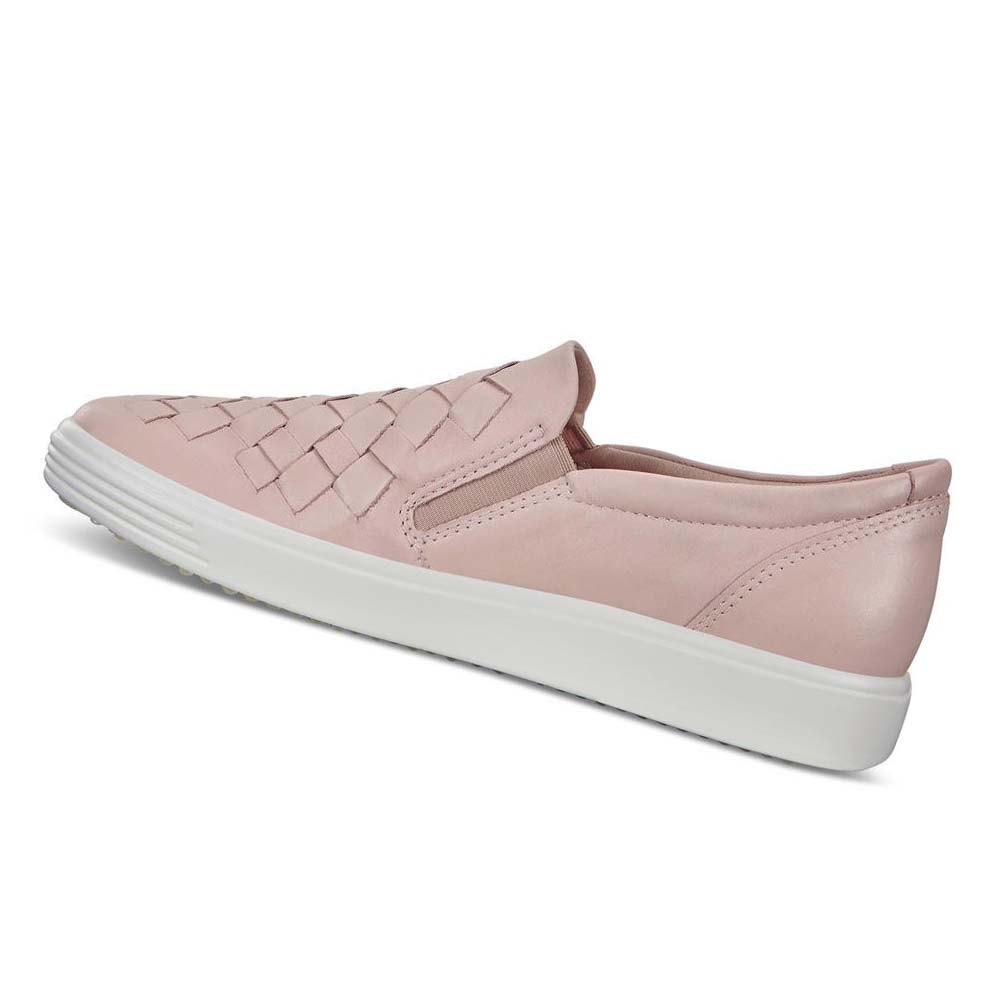 Women's Ecco Soft 7 Woven Sneakers Pink | Canada 249BEX